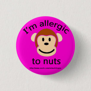 Nut Allergy Alert Pink Ronde Button 3,2 Cm