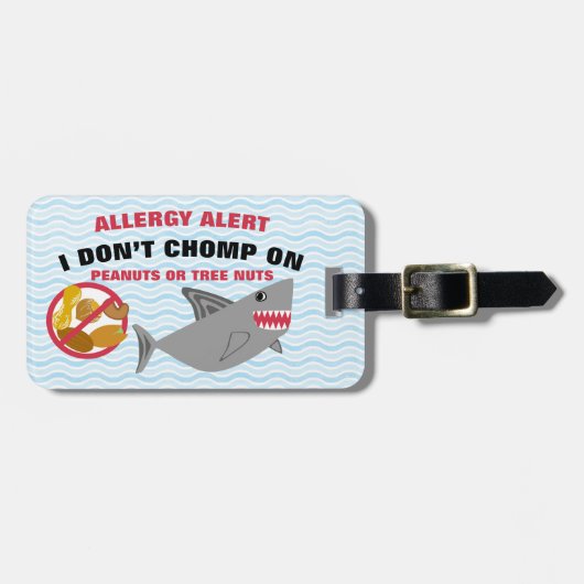 Nut Allergy Alert Shark Label voor Medische Uitrus Bagagelabel (Voorkant horizontaal)