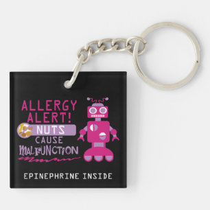 Nut Allergy Kinder Robot Girls gepersonaliseerd Sleutelhanger