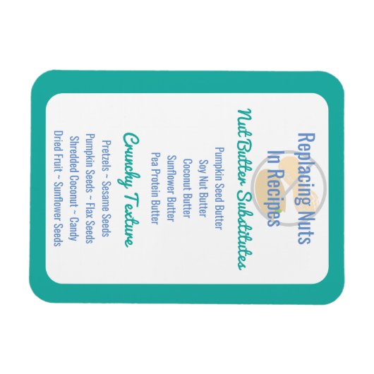 Nut Butter Substituten Grafiek Baking Nut Gratis Magneet (Horizontaal)