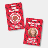 Nut Food Allergy Alert Red Warning Badge (Voor- en achterkant)