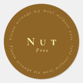 Nut-Free Request Sticker, Brown - Light yellow Ronde Sticker (Voorkant)
