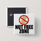 Nut Free Zone Vierkante Button 5,1 Cm (Voorkant /achterkant)