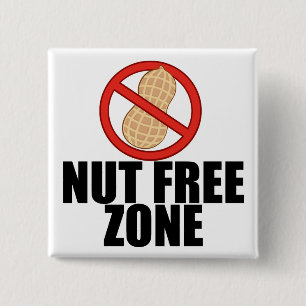 Nut Free Zone Vierkante Button 5,1 Cm
