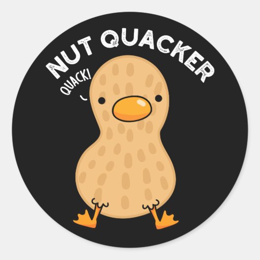 Nut Quacker Grappige Peanut Puns Donker BG Ronde Sticker (Voorkant)
