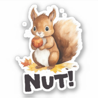 Nut! Schattigee Eekhoorn Herfst Seizoen Sticker