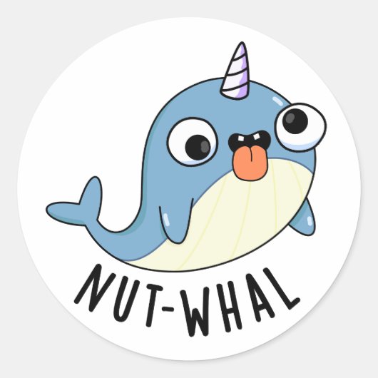Nut-whal Grappige Narwhal Pun Ronde Sticker (Voorkant)