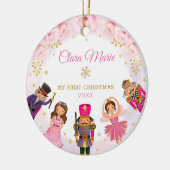 Nutcracker Baby 1st Eerste Kerstmis Blush Floral Keramisch Ornament (Links)