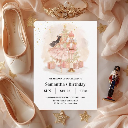 Nutcracker Ballerina Birthday | Pink & Gold Kaart