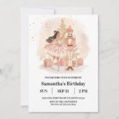 Nutcracker Ballerina Birthday | Pink & Gold Kaart (Voorkant)