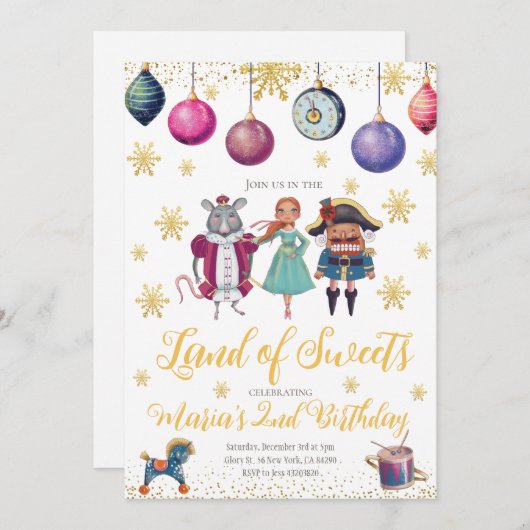 Nutcracker Ballerina hiver Anniversaire Invitation (Devant / Derrière)