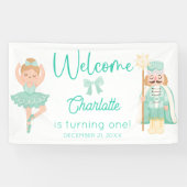 Nutcracker Ballerina Mint Birthday Welcome Spandoek (Horizontaal)