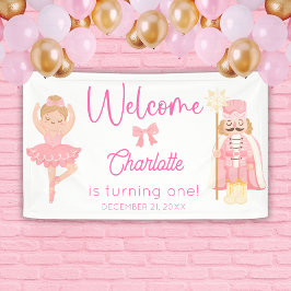 Nutcracker Ballerina Pink Birthday Welcome Spandoek