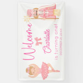Nutcracker Ballerina Pink Birthday Welcome Spandoek (Verticaal)