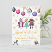 Nutcracker Ballerina Winter Birthday Uitnodiging (Staand voorkant)