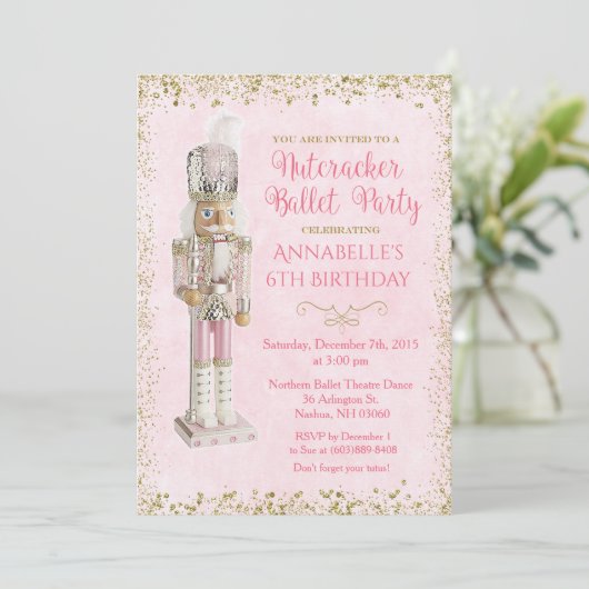 Nutcracker Ballet Anniversaire Invitation (Debout devant)