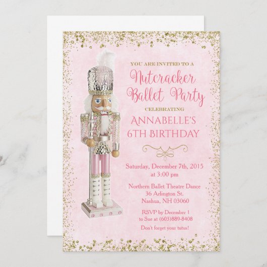Nutcracker Ballet Anniversaire Invitation (Devant / Derrière)