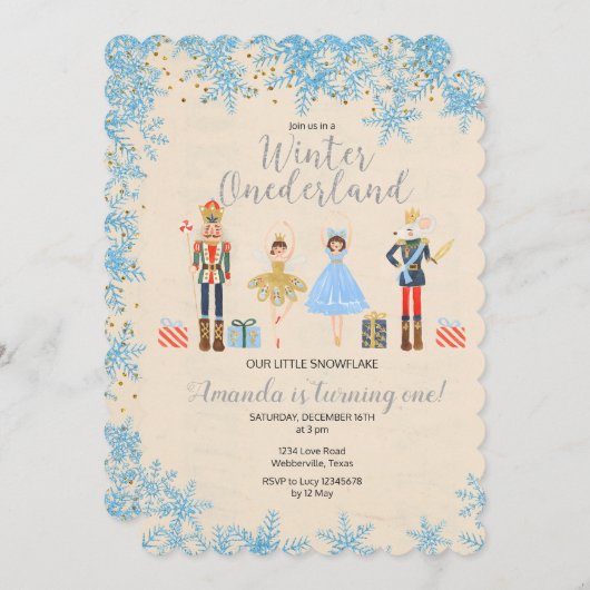 Nutcracker Ballet Anniversaire invitation hiver (Devant / Derrière)