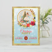 Nutcracker Ballet Ballerina - Christmas Party Feestdagenkaart (Staand voorkant)