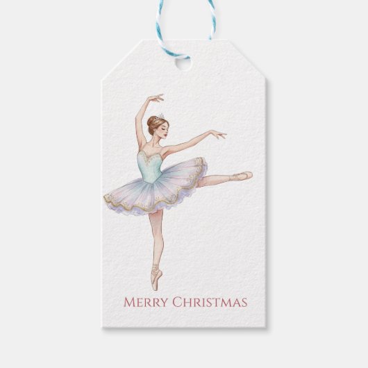 Nutcracker Ballet Ballerina in Blue Tutu Cadeaulabel (Voorkant)