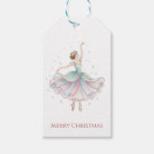 Nutcracker Ballet Ballerina in Green and Pink Tutu Cadeaulabel (Voorkant)