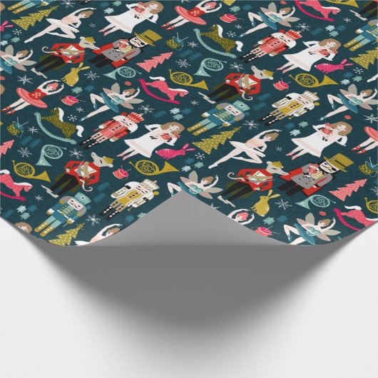 Nutcracker Ballet Characters - Navy Cadeaupapier (Hoek)