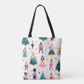 Nutcracker Ballet Christmas Seamless Pattern Draagtas (Achterkant)
