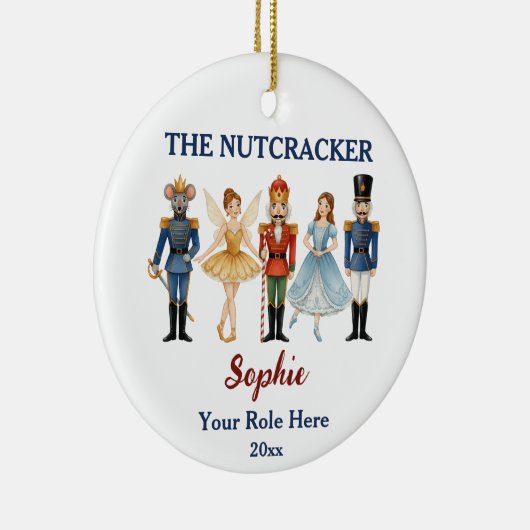 Nutcracker Ballet Custom Name & Role Keramisch Ornament (Rechts)