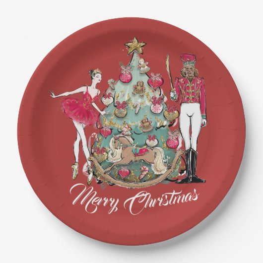 Nutcracker Ballet Dancer Kerstmis Papieren Bordje (Voorkant)