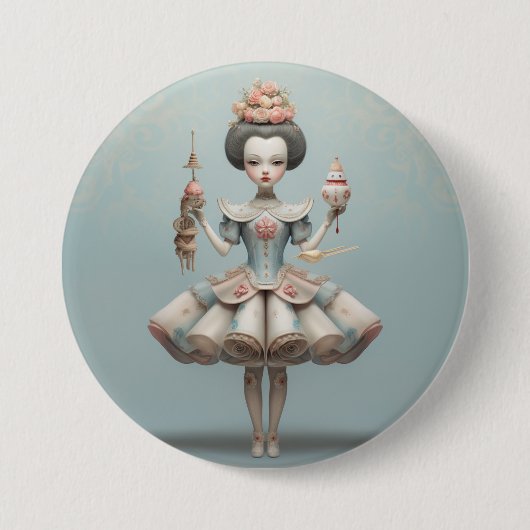 Nutcracker Ballet Fashion-Chinese Dancers Ronde Button 7,6 Cm (Voorkant)