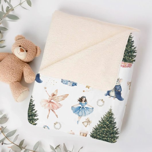 Nutcracker Ballet Nostalgic Christmas  Sherpa Deken