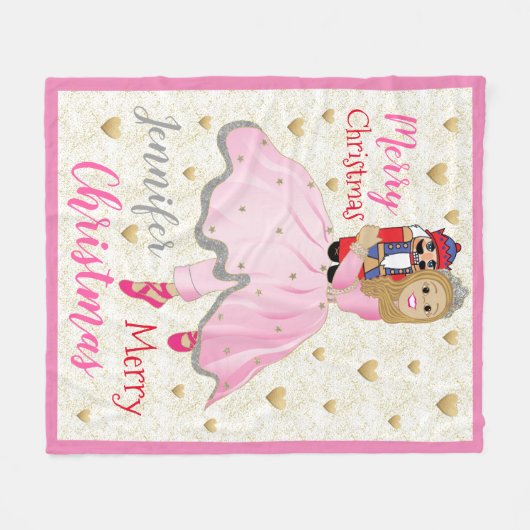 Nutcracker Ballet Personalize Fleece Blanket/Mediu (Voorkant (Horizontaal))