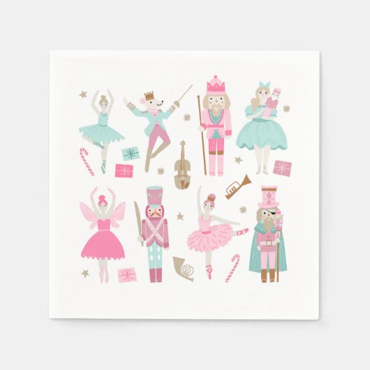 Nutcracker Ballet Pink-kerstpapier Napkin Servet (Voorkant)