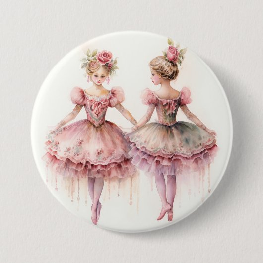 Nutcracker Ballet, Rosebuds Ronde Button 7,6 Cm (Voorkant)