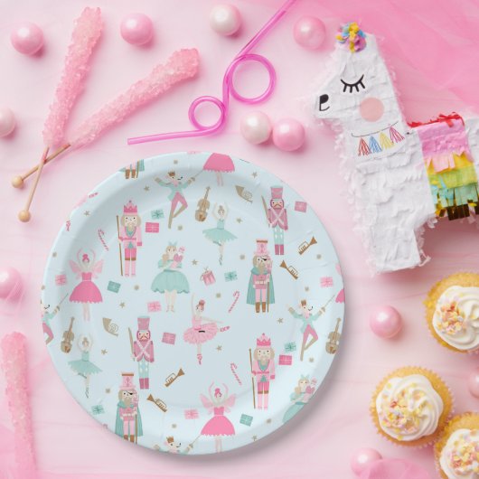 Nutcracker Ballet Roze kerstpapier Bord (Feest)