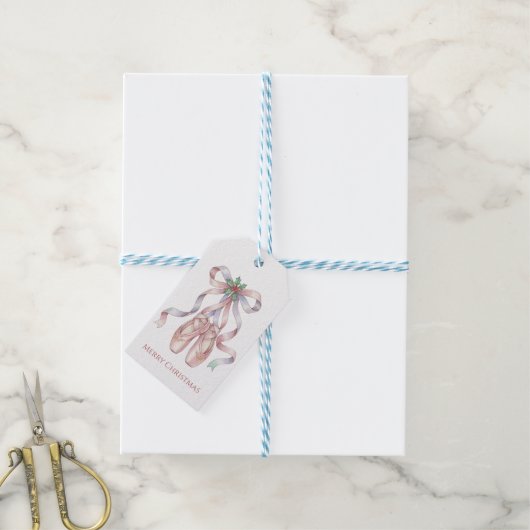 Nutcracker Ballet Slippers with Pink Ribbon Cadeaulabel (Met Touw)
