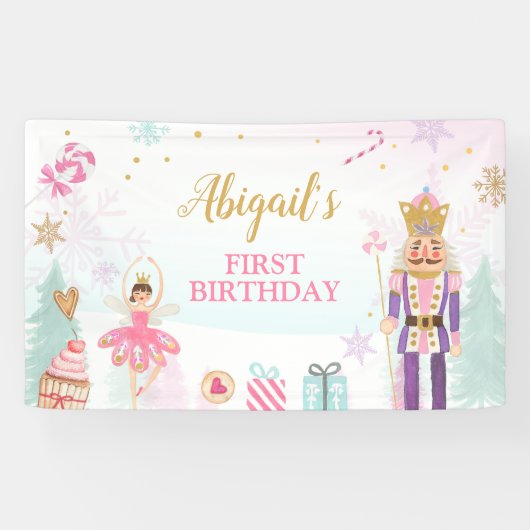 Nutcracker Birthday Girl Land of Sweets Backdrop Spandoek (Horizontaal)