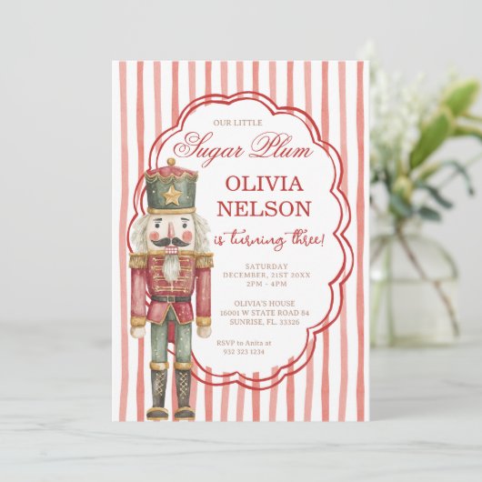 Nutcracker Birthday Sugar Plum Ballet Invitation (Debout devant)