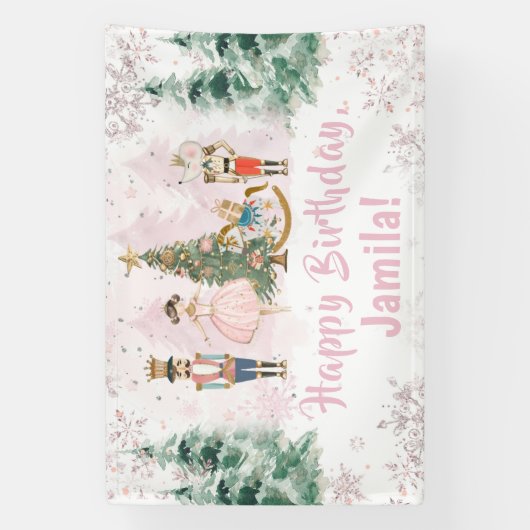 Nutcracker Birthday Sugar Plum Party Spandoek (Verticaal)