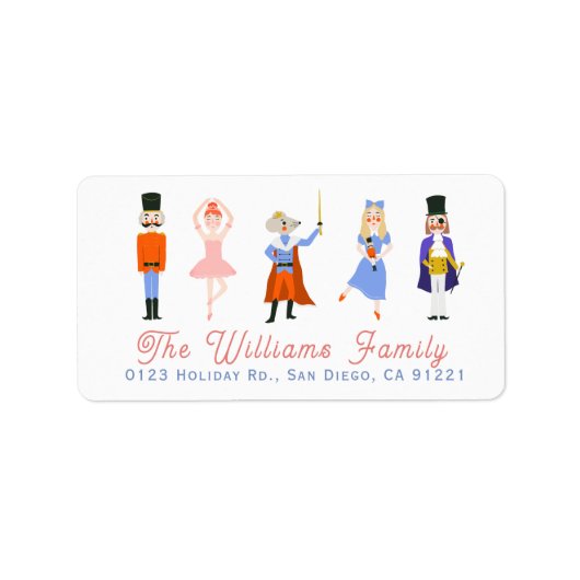 Nutcracker Characters White Holiday Address Label (Voorkant)