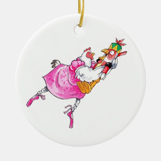 Nutcracker Chicken Ceramic Chritnas Ornament (Voorkant)