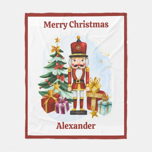 Nutcracker Christmas Blanket for Kids With Name Fleece Deken (Voorkant)