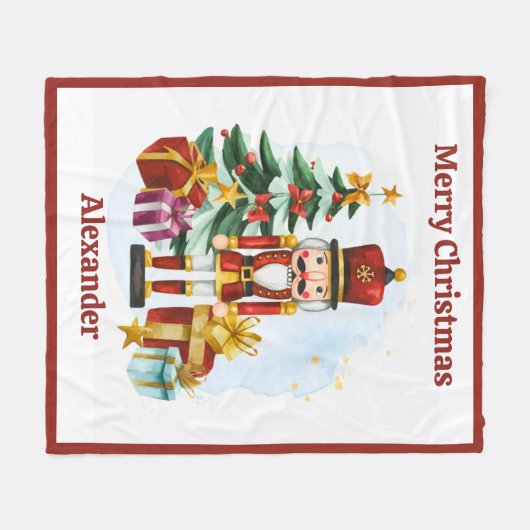 Nutcracker Christmas Blanket for Kids With Name Fleece Deken (Voorkant (Horizontaal))