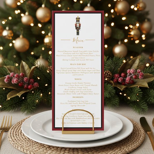 Nutcracker Christmas Holiday Dinner Red Black Menu Kaart