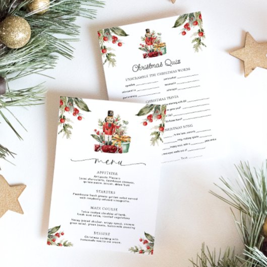Nutcracker Christmas Menu & Questionnaire