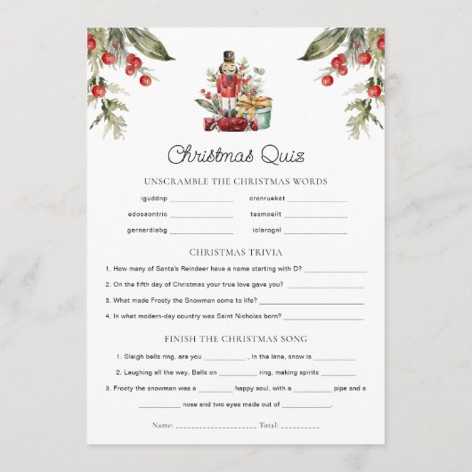 Nutcracker Christmas Menu & Questionnaire (Dos)