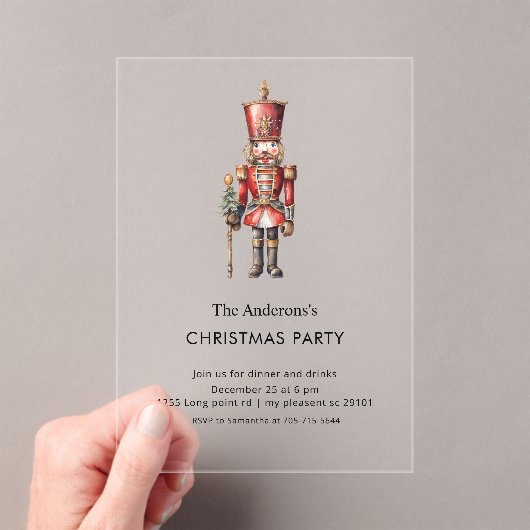 Nutcracker Christmas Party Acryl Uitnodigingen (Insitu (Draagbaar))