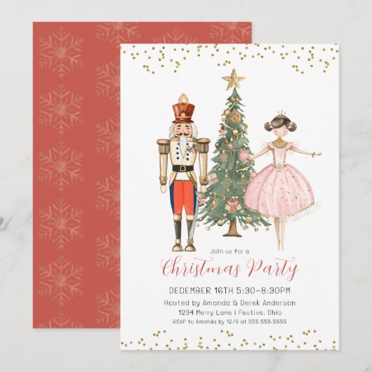 Nutcracker Christmas Party Invitation (Devant / Derrière)