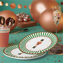 Nutcracker Christmas Plate Red Green and White
