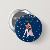 nutcracker-clara en haar prins ronde button 5,7 cm (Voorkant /achterkant)